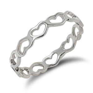 Heart Band Silver Ring