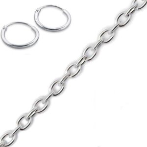 Standard 45cm Silver Chain Necklace + Hoops