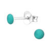 Tiny 3mm Circle Turquoise Silver Earring Studs