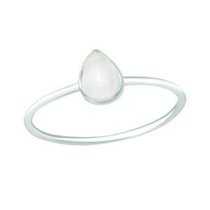White Shell Pear Shaped Silver Ring
