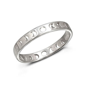 925 sterling silver phases of moon silver ring featuring cutout lunar cycle design