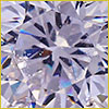 Close-up view of a sparkling, faceted gemstone with clear, reflective surfaces and multiple light reflections.