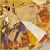 Close-up of a sparkling, faceted yellow gemstone showing reflections and facets.