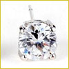 A close-up of a single round-cut diamond stud earring with a silver post, set against a white background.