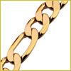 Close-up of a gold chain link bracelet against a white background.