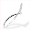 A single metal wishbone-shaped object standing upright on a white background.