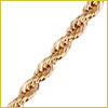Close-up of a gold rope chain on a white background, showing its twisted, textured design.