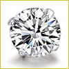 A round, brilliant-cut diamond with many facets, sparkling against a white background.