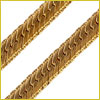 Close-up of two gold chains with intricate, interlocking links on a white background.