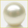 A single round white pearl with a shiny surface, displayed against a plain light background.